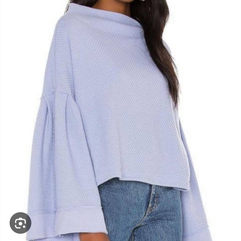 Free People Bunny Tee Textured Belle Sleeve Top